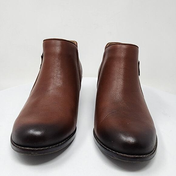Vionic Jolene Bootie Women 6.5 Brown Leather Burnished Toe Side Zip Boots VS350 - Picture 5 of 11